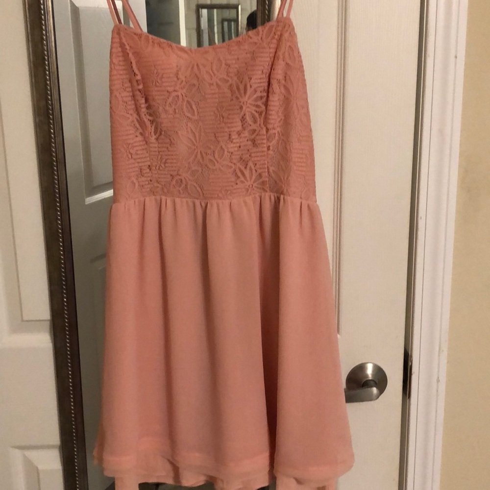 Pink lace top dress